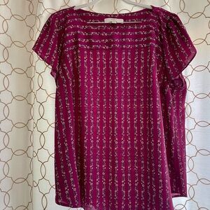 LOFT Pink Tulip Sleeve Blouse